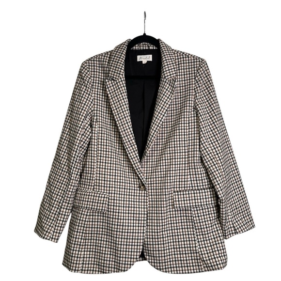 Marled L Cream Tan & Black Plaid Blazer - Picture 2 of 8